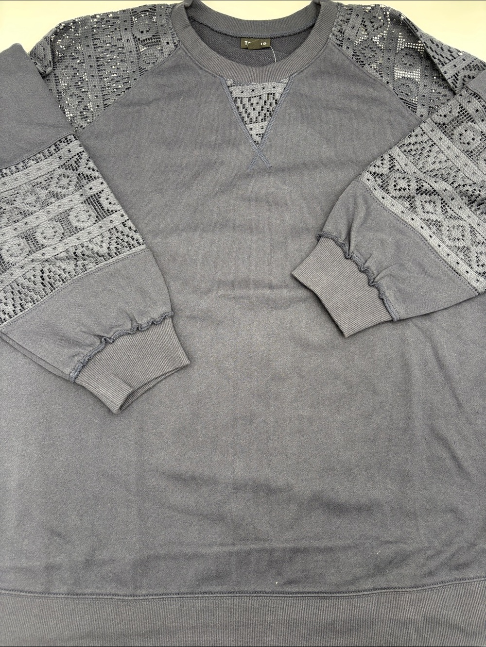 Torrid French Terry Crochet Sweatshirt in Polar Night